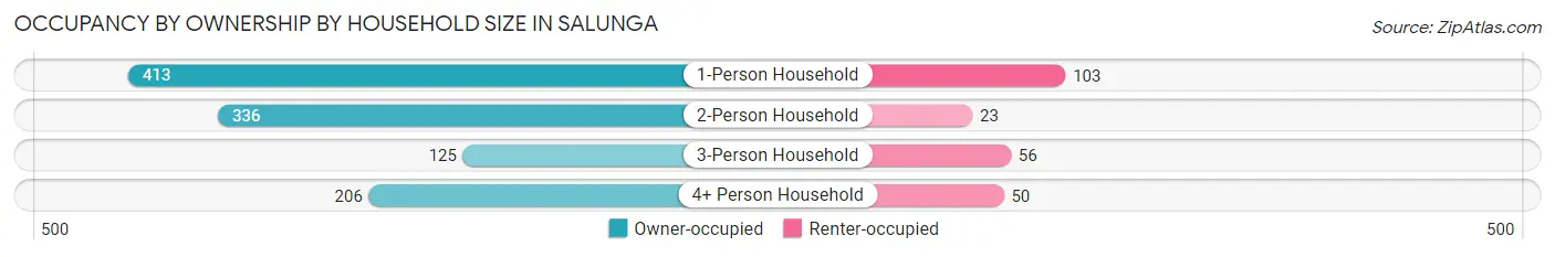 Occupancy by Ownership by Household Size in Salunga