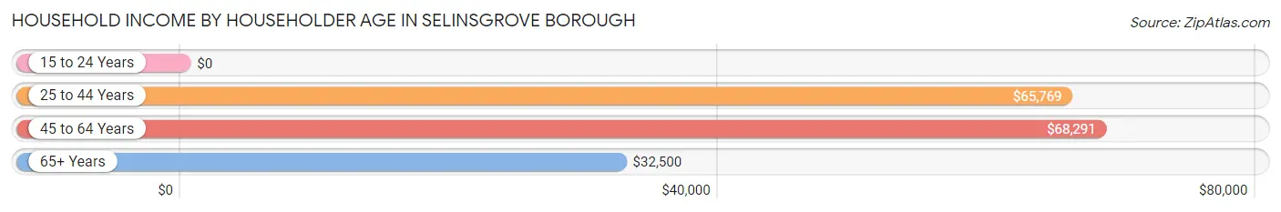 Household Income by Householder Age in Selinsgrove borough