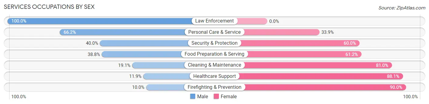 Services Occupations by Sex in Selinsgrove borough
