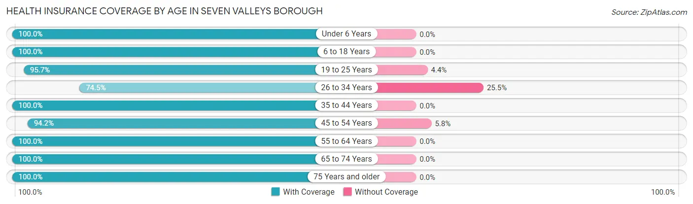 Health Insurance Coverage by Age in Seven Valleys borough