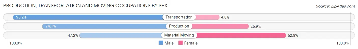 Production, Transportation and Moving Occupations by Sex in Seven Valleys borough