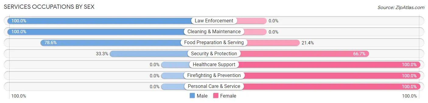Services Occupations by Sex in Seven Valleys borough