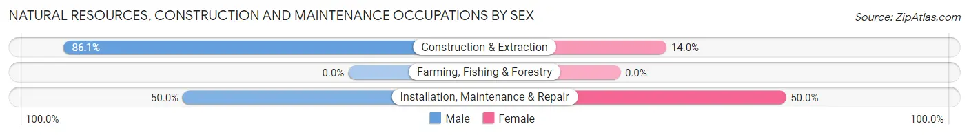 Natural Resources, Construction and Maintenance Occupations by Sex in Slippery Rock University