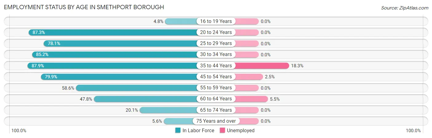 Employment Status by Age in Smethport borough
