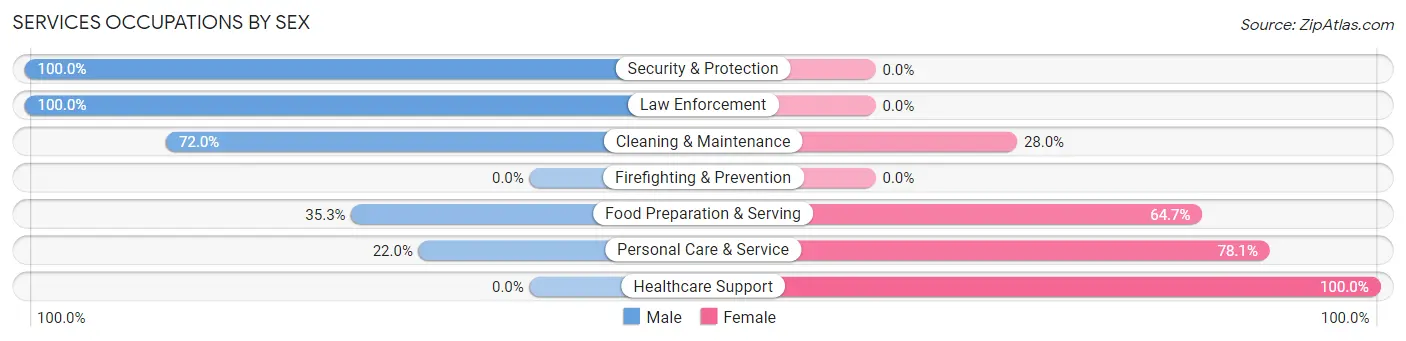 Services Occupations by Sex in Stowe