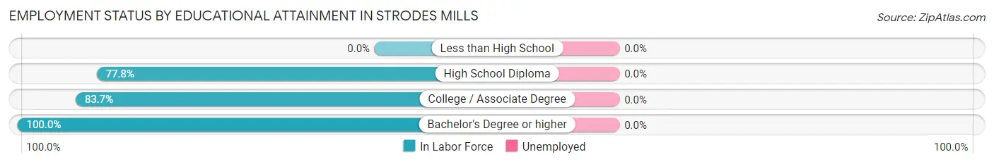 Employment Status by Educational Attainment in Strodes Mills