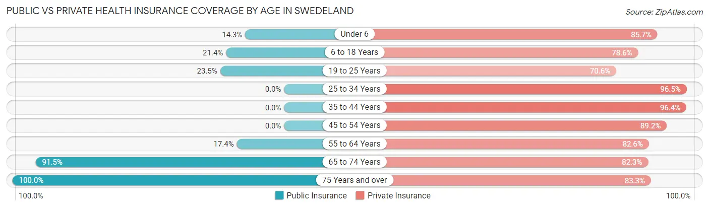 Public vs Private Health Insurance Coverage by Age in Swedeland