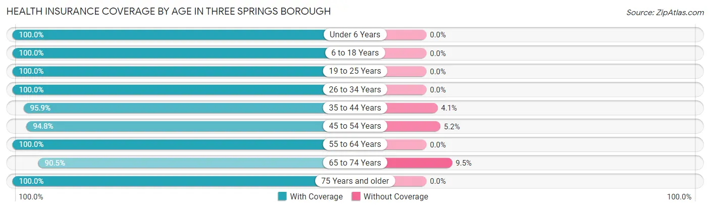Health Insurance Coverage by Age in Three Springs borough