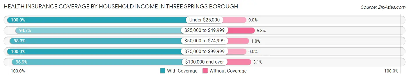 Health Insurance Coverage by Household Income in Three Springs borough