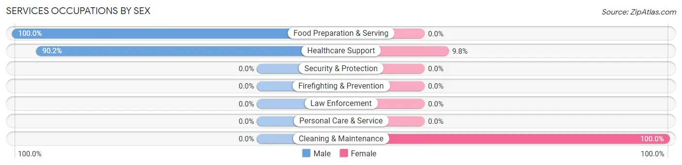 Services Occupations by Sex in Towamensing Trails