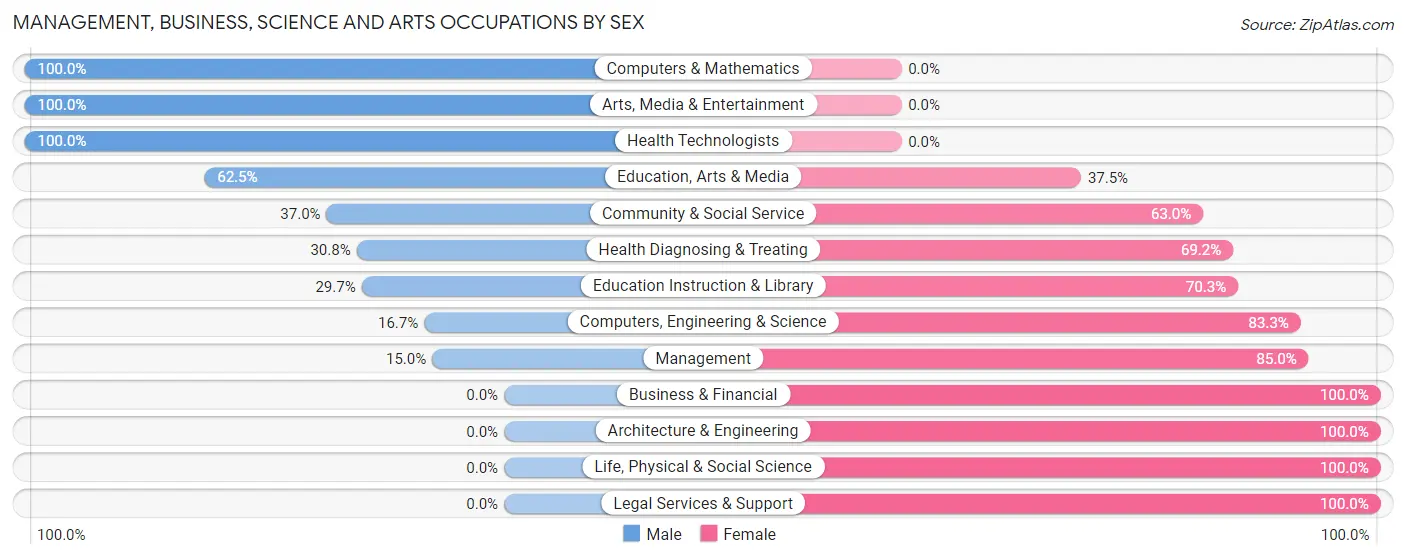 Management, Business, Science and Arts Occupations by Sex in Trainer borough