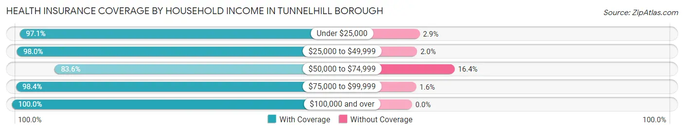 Health Insurance Coverage by Household Income in Tunnelhill borough