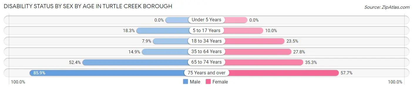 Disability Status by Sex by Age in Turtle Creek borough