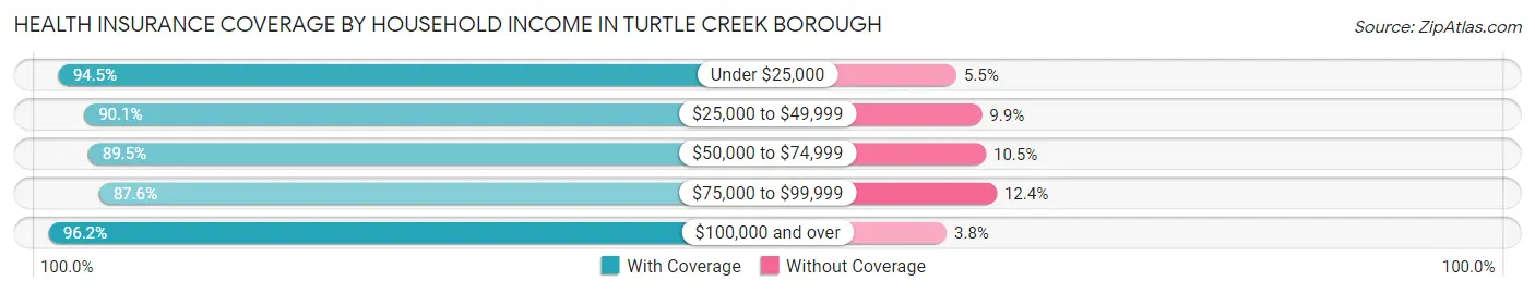 Health Insurance Coverage by Household Income in Turtle Creek borough