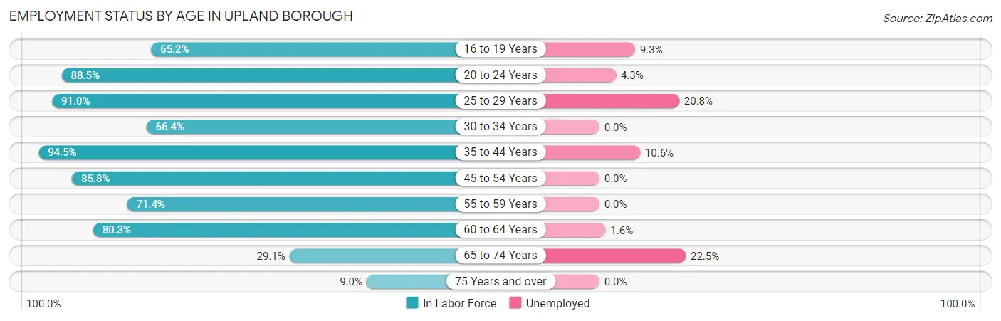 Employment Status by Age in Upland borough