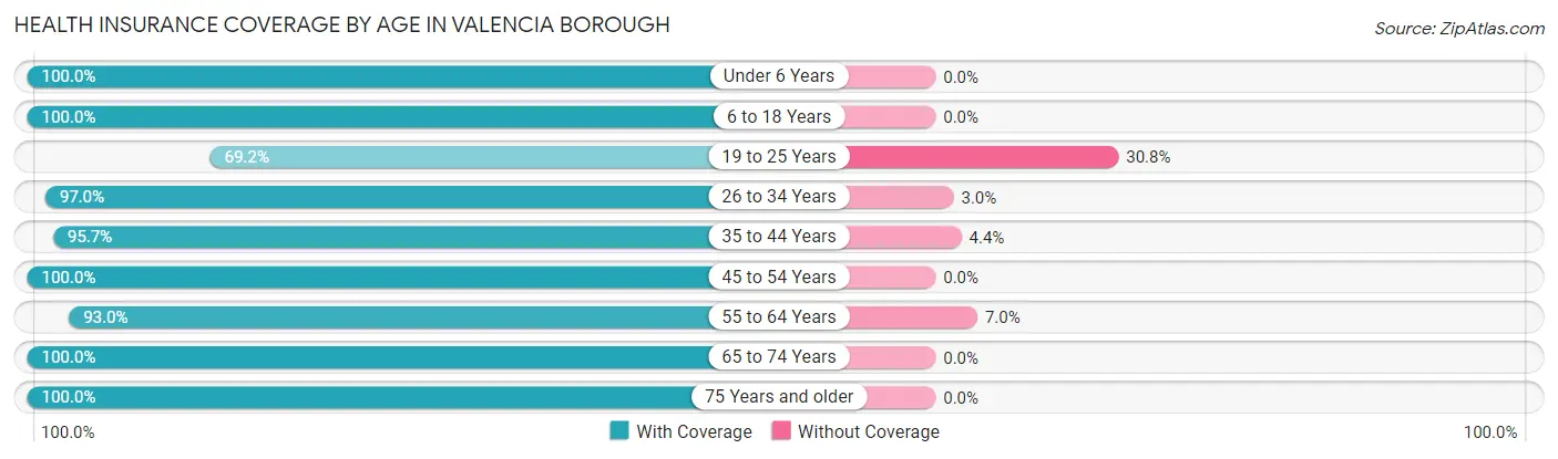 Health Insurance Coverage by Age in Valencia borough