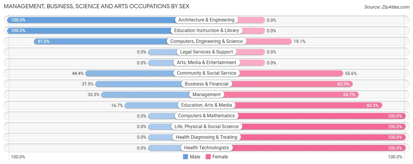 Management, Business, Science and Arts Occupations by Sex in Valencia borough