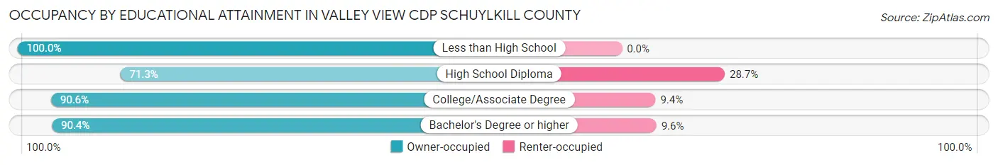 Occupancy by Educational Attainment in Valley View CDP Schuylkill County