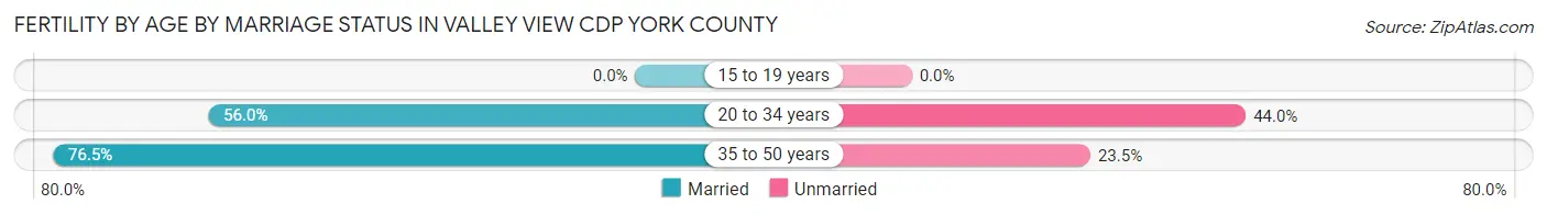 Female Fertility by Age by Marriage Status in Valley View CDP York County