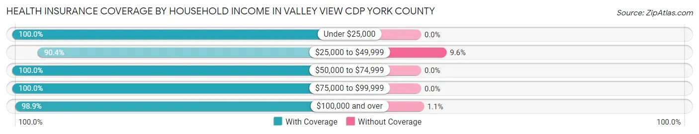Health Insurance Coverage by Household Income in Valley View CDP York County