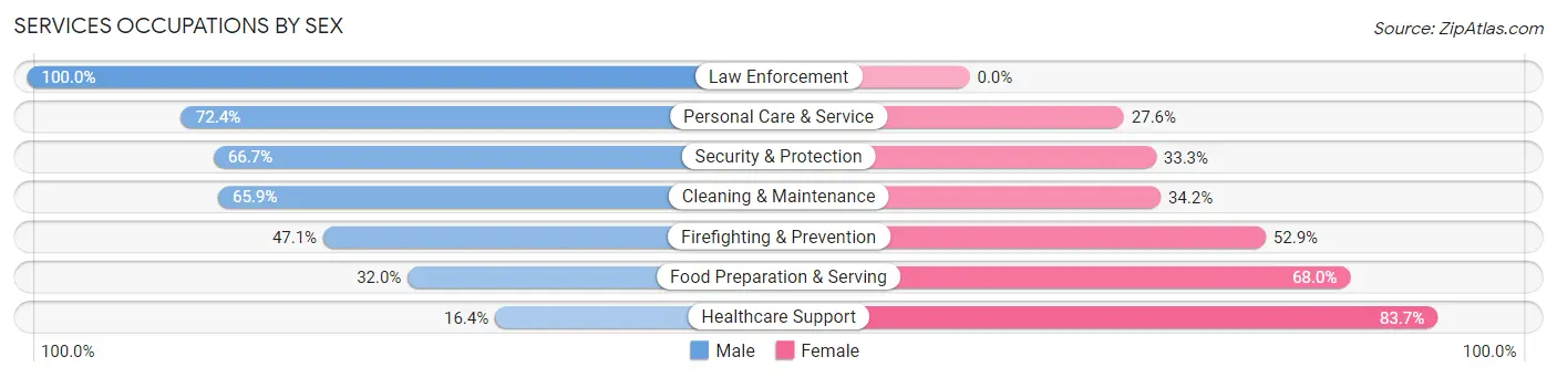 Services Occupations by Sex in Vandergrift borough