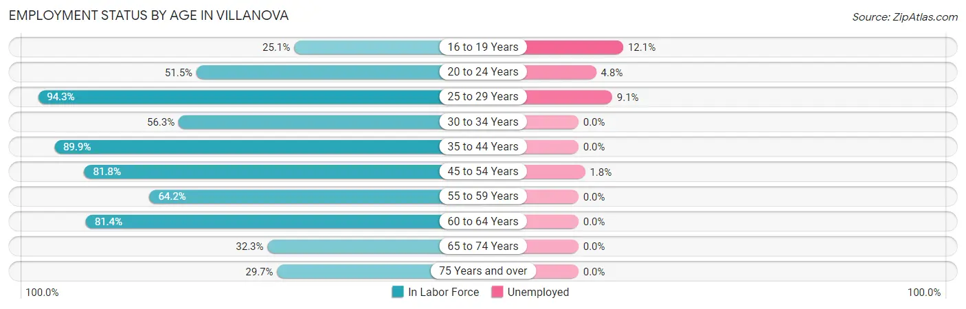 Employment Status by Age in Villanova
