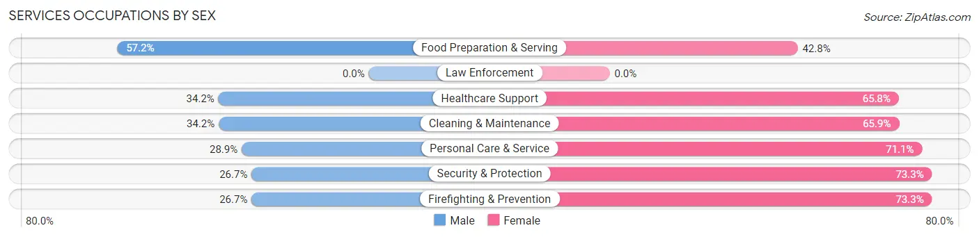 Services Occupations by Sex in Villanova