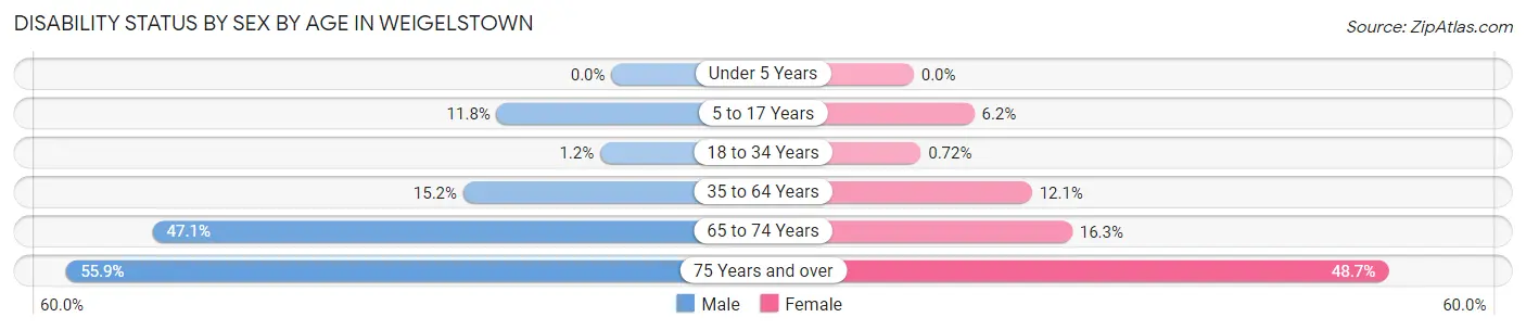 Disability Status by Sex by Age in Weigelstown
