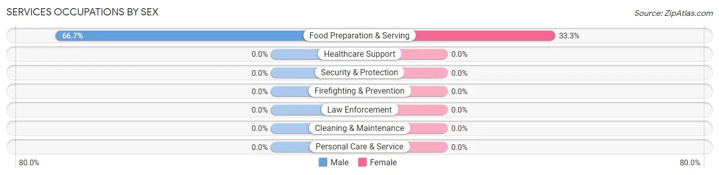 Services Occupations by Sex in West Fairview