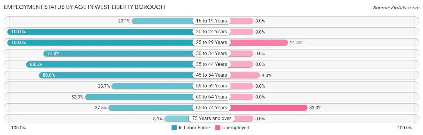 Employment Status by Age in West Liberty borough