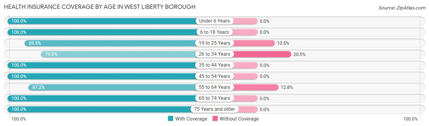 Health Insurance Coverage by Age in West Liberty borough