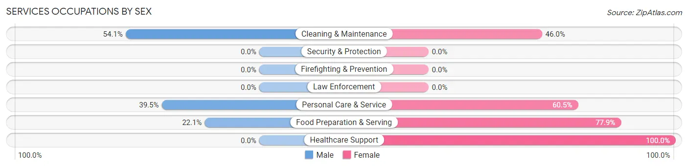 Services Occupations by Sex in West Pittston borough