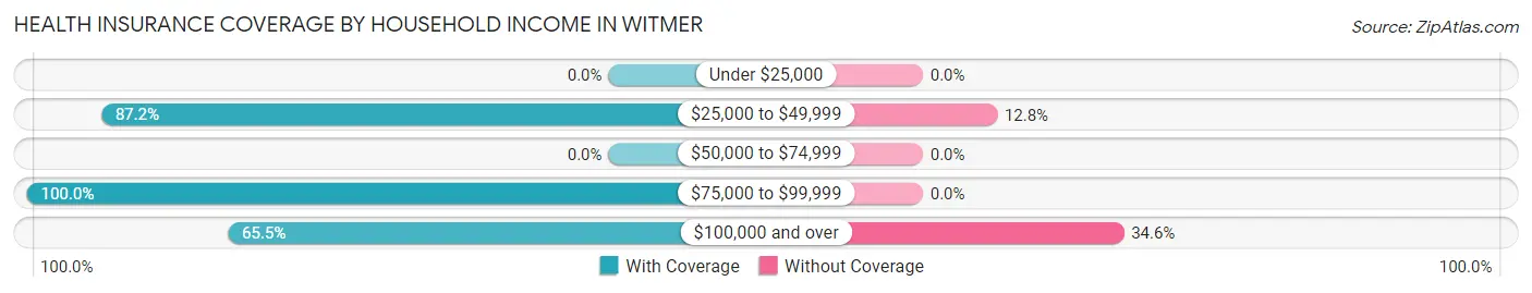 Health Insurance Coverage by Household Income in Witmer