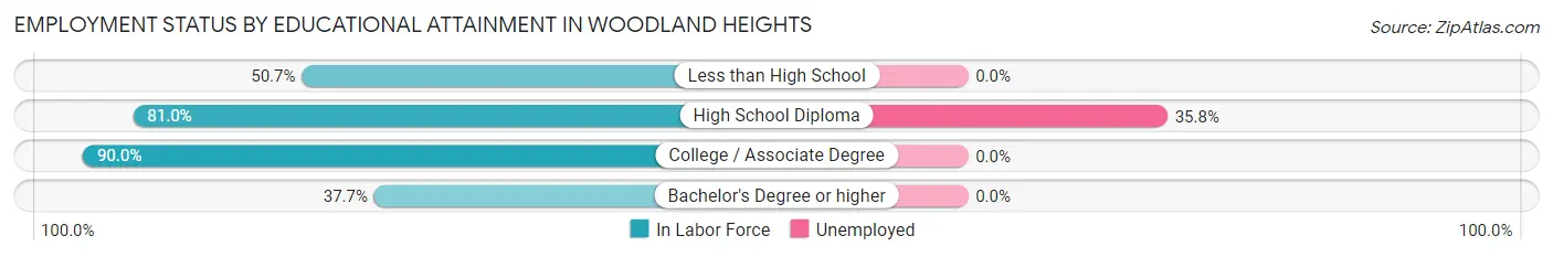 Employment Status by Educational Attainment in Woodland Heights