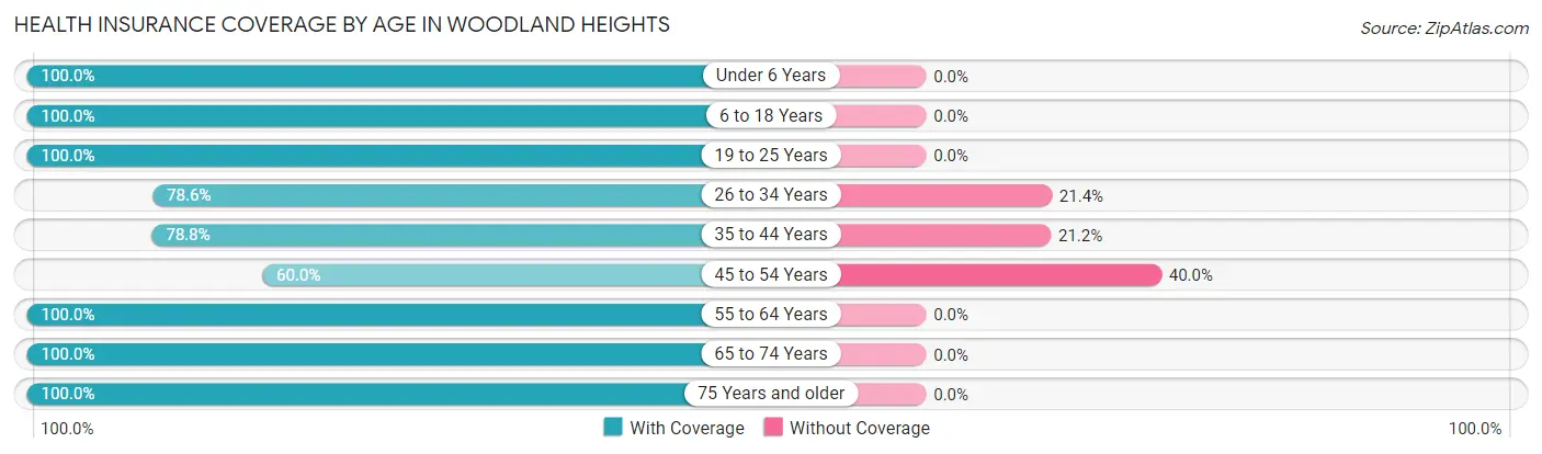 Health Insurance Coverage by Age in Woodland Heights