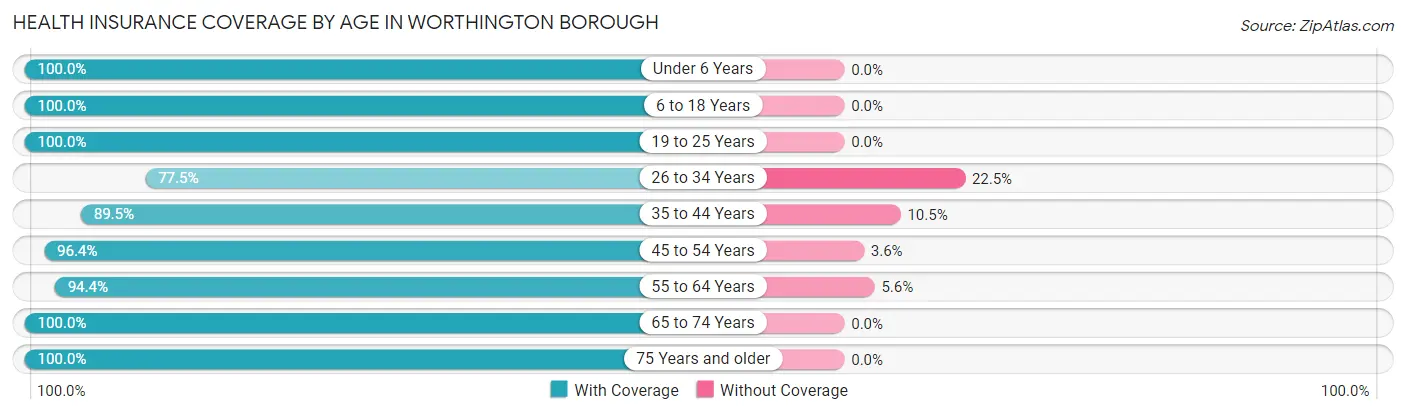 Health Insurance Coverage by Age in Worthington borough