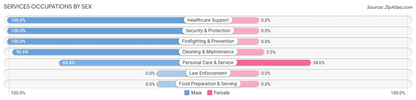 Services Occupations by Sex in Wyncote