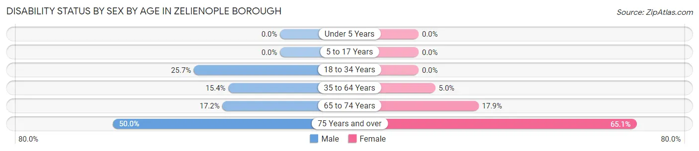 Disability Status by Sex by Age in Zelienople borough