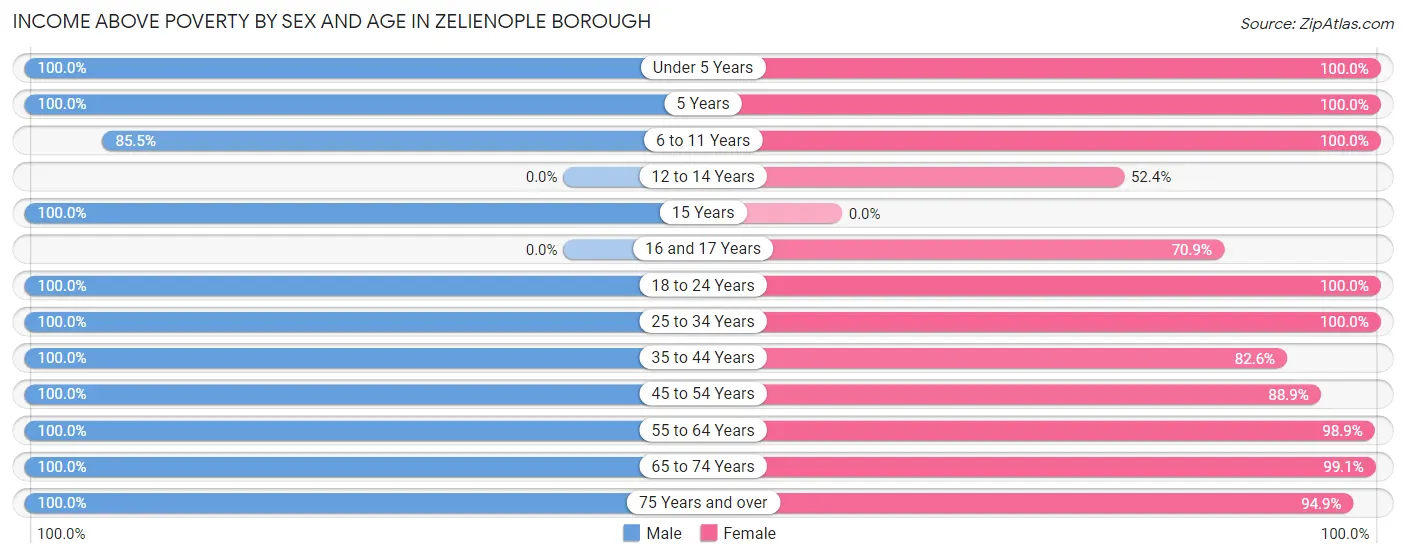 Income Above Poverty by Sex and Age in Zelienople borough
