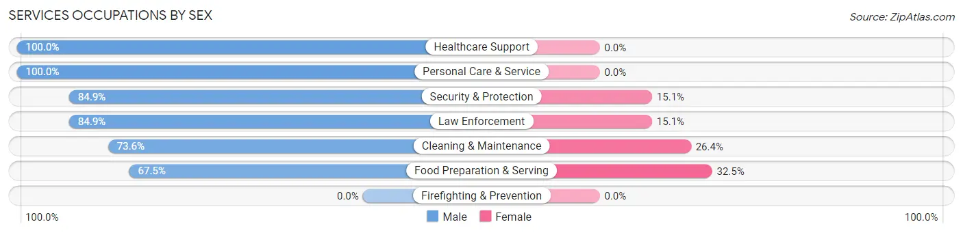 Services Occupations by Sex in Aguilita