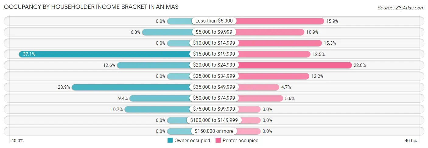Occupancy by Householder Income Bracket in Animas