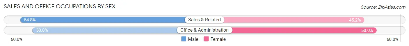 Sales and Office Occupations by Sex in Bajadero