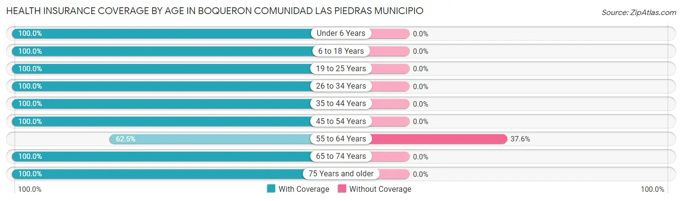 Health Insurance Coverage by Age in Boqueron comunidad Las Piedras Municipio