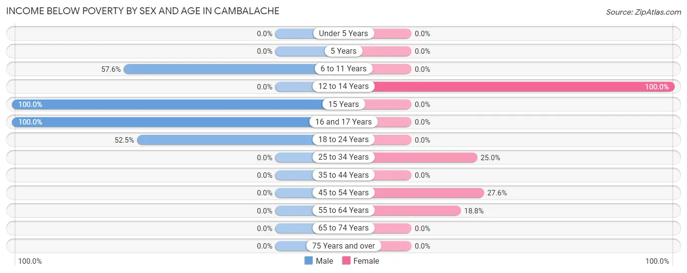 Income Below Poverty by Sex and Age in Cambalache