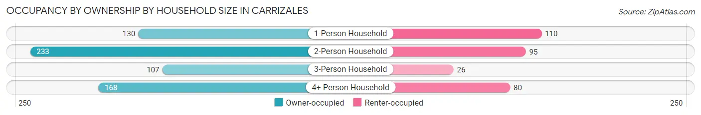 Occupancy by Ownership by Household Size in Carrizales