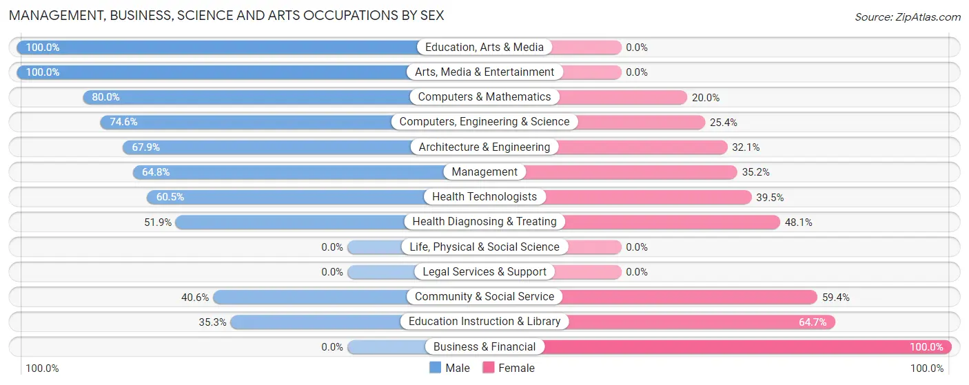 Management, Business, Science and Arts Occupations by Sex in Caño Martin Peña