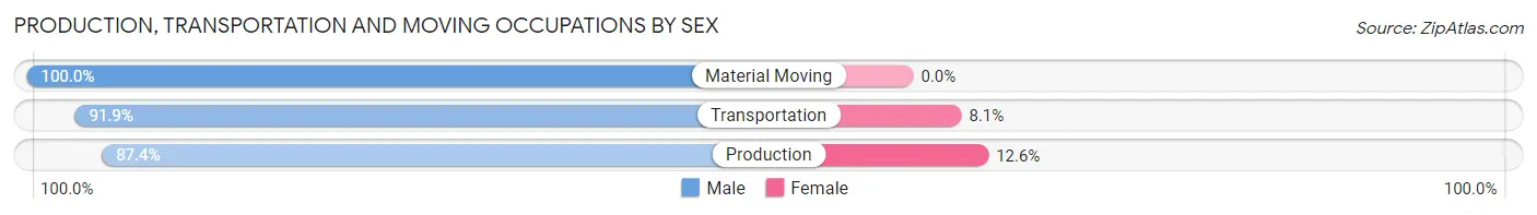 Production, Transportation and Moving Occupations by Sex in Caño Martin Peña
