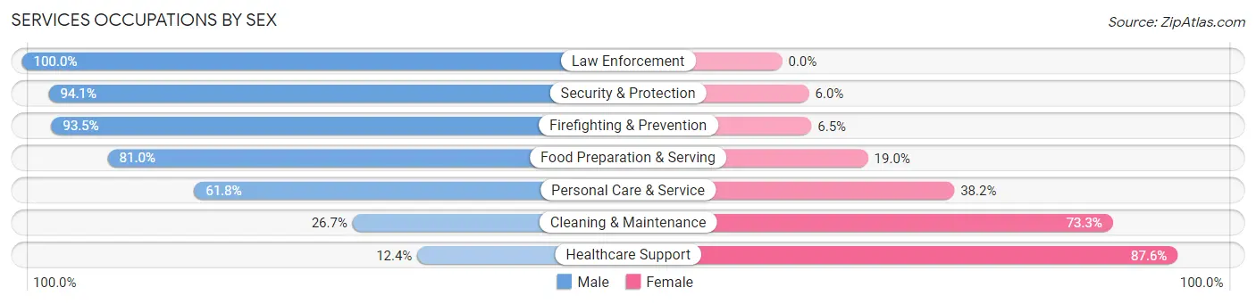 Services Occupations by Sex in Caño Martin Peña