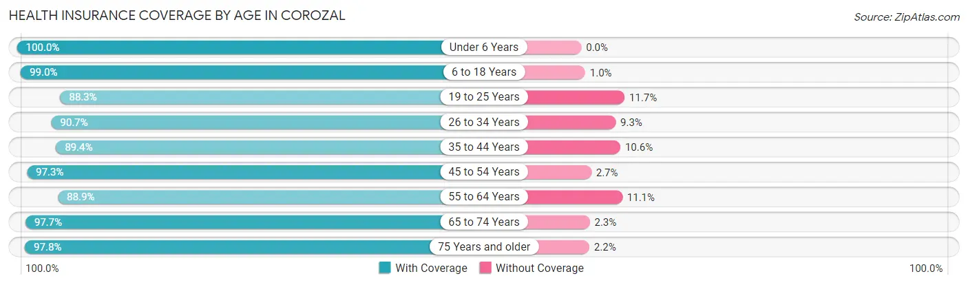 Health Insurance Coverage by Age in Corozal