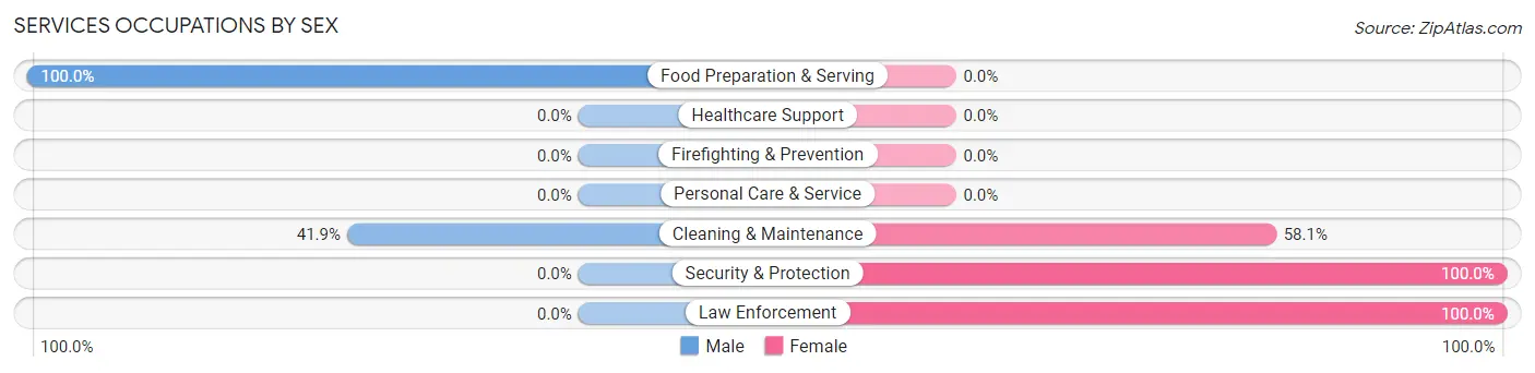 Services Occupations by Sex in Del Carmen